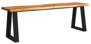 Akácfa Pad - Természetes Él - Fekete Fém Lábak - 140 cm