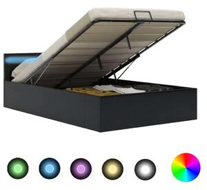 VidaXL fekete műbőr LED-es hidraulikus ágykeret 140 x 200 cm