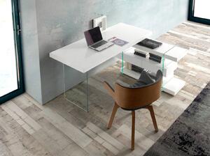 SPIRIT design üveg íróasztal - 140cm - fehér