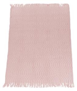 TEMPO-KONDELA SULIA TYP 1, kötött takaró bojttokkal, világos rózsaszín, 120x150 cm