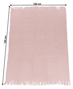 TEMPO-KONDELA SULIA TYP 1, kötött takaró bojttokkal, világos rózsaszín, 120x150 cm