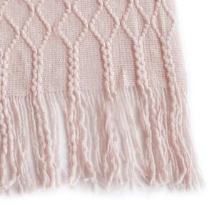 TEMPO-KONDELA SULIA TYP 2, kötött takaró bojttokkal, világos rózsaszín, 150x200 cm