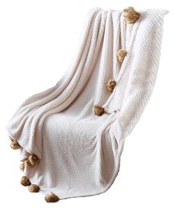 TEMPO-KONDELA LUSEN, plüss kockás takaró, krémszínű, 150x200 cm
