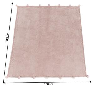 TEMPO-KONDELA LUANG, plüss takaró bojtokkal, púder rózsaszín, 150x200 cm