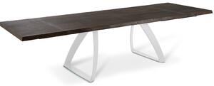PONTE tölgyfa furnér bővíthető design étkezőasztal - sötét tölgy/fehér