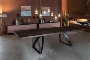PONTE tölgyfa furnér bővíthető design étkezőasztal - sötét tölgy/fekete