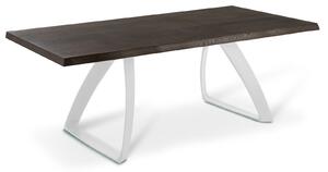PONTE tölgyfa furnér design étkezőasztal - sötét tölgy/fehér