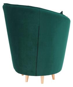 KONDELA Fotel Art Deco stílusban, smaragd Kronos szövet/tölgy, ROUND NEW