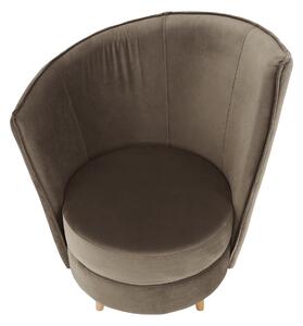 KONDELA Fotel Art Deco stílusban, taupe barnásszürke Paros szövet/tölgy, ROUND NEW