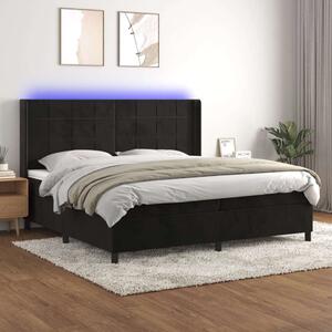 VidaXL 200x200 cm-es Fekete Bársony Ágy LED-es Fejtámlával