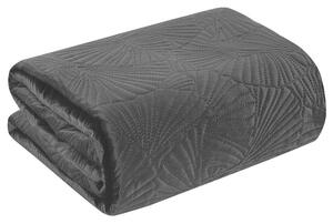 Fekete ágytakaró finom bársonyból, gingko leveles mintával Szélesség: 220 cm | Hossz: 240 cm