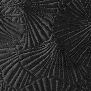Fekete ágytakaró finom bársonyból, gingko leveles mintával Szélesség: 280 cm | Hosszúság: 260 cm