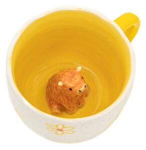 Sárga-krémszínű porcelán bögre 350 ml Surprise Highland Cow – Sass & Belle