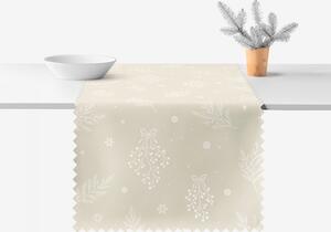 Goldea karácsonyi viaszosvászon asztali futó - téli ágak latte 35x120 cm