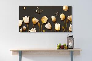 Kép tulipánok arany motívummal