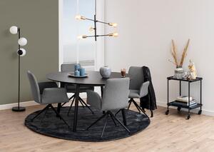 Asztal, Furnér és Gumifa, Roxby Sötét Szürke / Fekete, Ø140xM76 cm