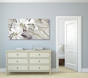Kép fehérliliom gyöngyökkel
