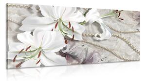 Kép fehérliliom gyöngyökkel