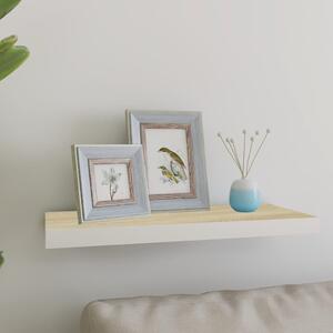 Tölgyszínű és fehér MDF lebegő fali polc 60 x 23,5 x 3,8 cm