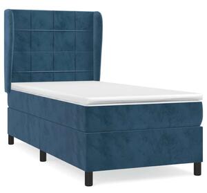 VidaXL sötétkék bársony rugós ágy matraccal 90x190 cm