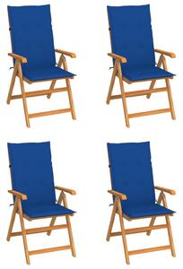 4 db tömör tíkfa kerti szék királykék párnákkal