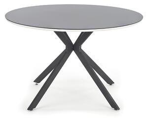 Asztal, Üveg, MDF és Fém Avelar Fekete / Fehér, Ø120xM76 cm