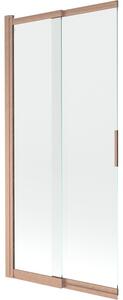 Mexen, Mexen Fox parawan nawannowy 2-skrzydłowy przesuwny 85 x 150 cm, átlátszó, miedź szczotkowana - 891-085-002-65-00