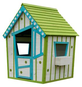 Fából készült kerti házikó gyerekeknek, fehér/szürke/kék/zöld, LATAM
