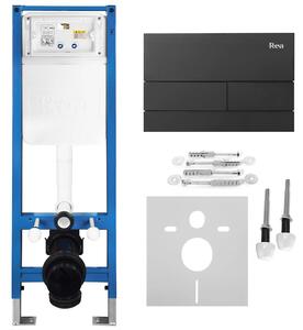 Beépíthető WC Tartókeret Szett Slim 024N T Black Matt Nyomólappal