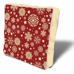 Dekoratív Ülőpárna, Snowflake Piros / Krém, H43xSz43 cm