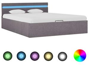 VidaXL tópszínű szövet LED-es ágykeret hidraulikus tárolóval 120x200cm