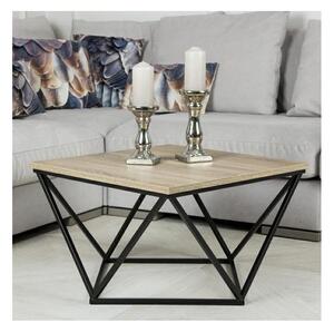 HowHomely Kávésasztal CURVED 62x62 cm fekete/barna DD0014