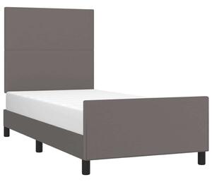 VidaXL szürke műbőr ágykeret fejtámlával 90 x 200 cm