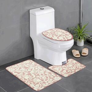Fürdőszoba szőnyeg, 3 darabos szett, rózsaszín/mintás, ESTERO TYP 2