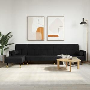 VidaXL fekete L-alakú bársony kanapéágy 271x140x70 cm