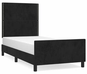 VidaXL fekete bársony ágykeret fejtámlával 90x190 cm