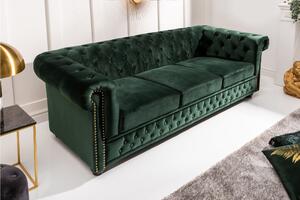 CHESTERFIELD zöld bársony kanapé