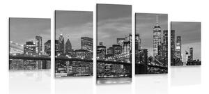 5 részes kép Brooklyn-i híd fekete fehérben