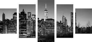 5 részes kép New York központ fekete fehérben