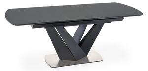Asztal Houston 1238, Fekete, Sötétszürke, 77x90x160cm, Hosszabbíthatóság, Közepes sűrűségű farostlemez, Üveg, Fém