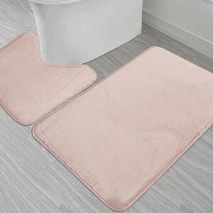 Fürdőszoba szőnyeg, 2 db-os szett, rózsaszín, poliészter, BRANTE