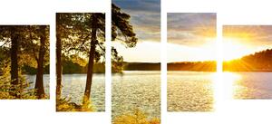 5 részes kép nap lemente tó fölött