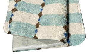 KONDELA Fürdőszoba szőnyeg, 2 darabos szett, fehér/kék/mintás, MARGUS TYP 1