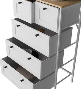 Vicco Belaro 5 fiókos komód – fehér, 56 × 30 × 95 cm