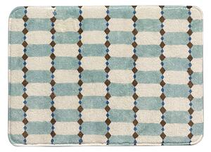 KONDELA Fürdőszoba szőnyeg, 3 darabos szett, fehér/kék/mintás, MERGUS TYP 2