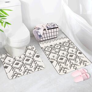 Fürdőszoba szőnyeg, 2 darabos szett, fehér/fekete mintás, SABIK TYP 1
