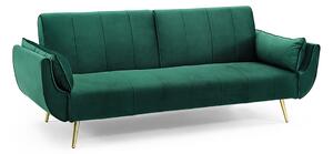 DIVANI zöld és arany bársony kanapéágy