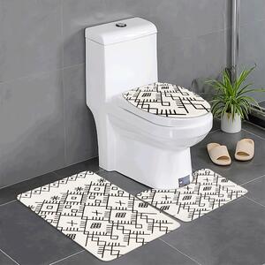 Fürdőszoba szőnyeg, 3 darabos szett, fehér/fekete mintás, SABIK TYP 2