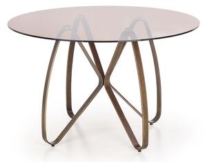 Asztal Houston 350 Arany, Barna, 76cm, Edzett üveg, Fém