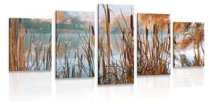 5 részes kép tó az őszi természetben